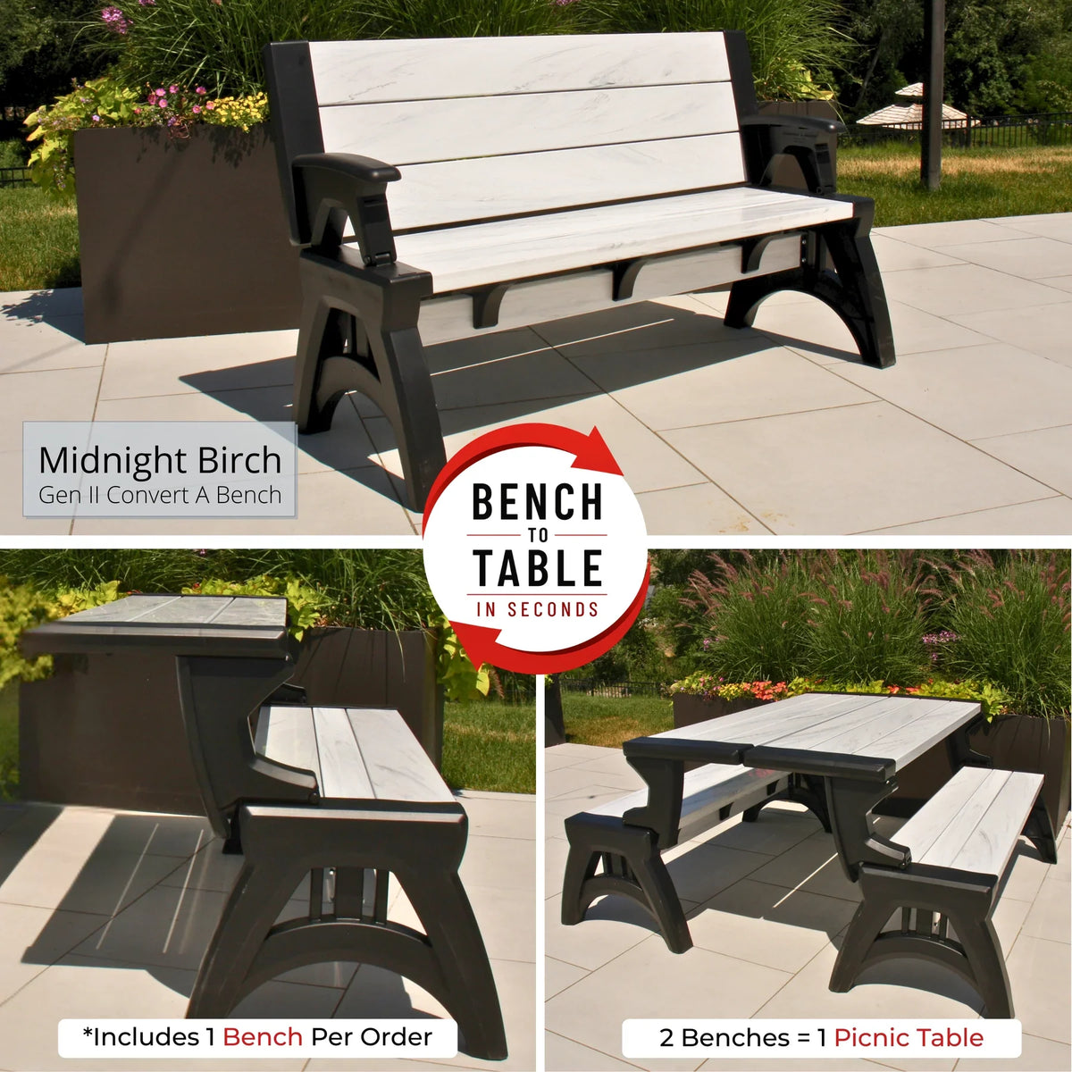 2x Convert-a-Bench XL Tuinbank – In een Handomdraai Om te Bouwen tot Tafel